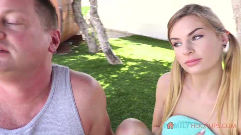 Sydney Cole - Daughter Fucks Dad By The Pool While Mom Is Away