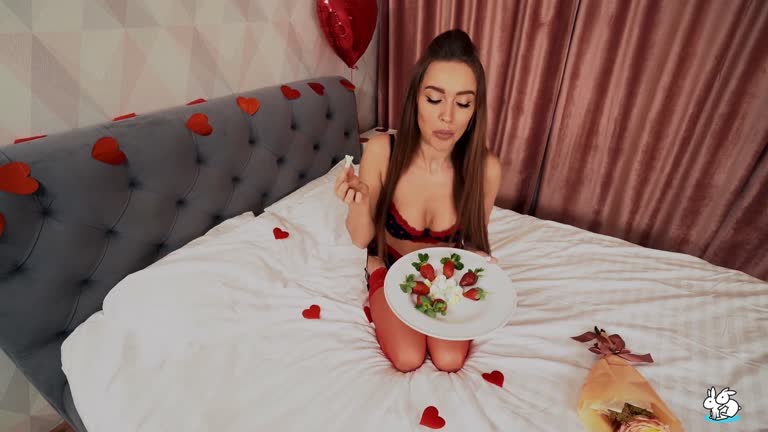 Luxury Girl - Hot Girl In Red Stockings Surprises Boyfriend For Valentine's Day