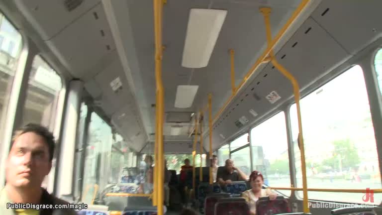 Naked European Beauty In Public Bus
