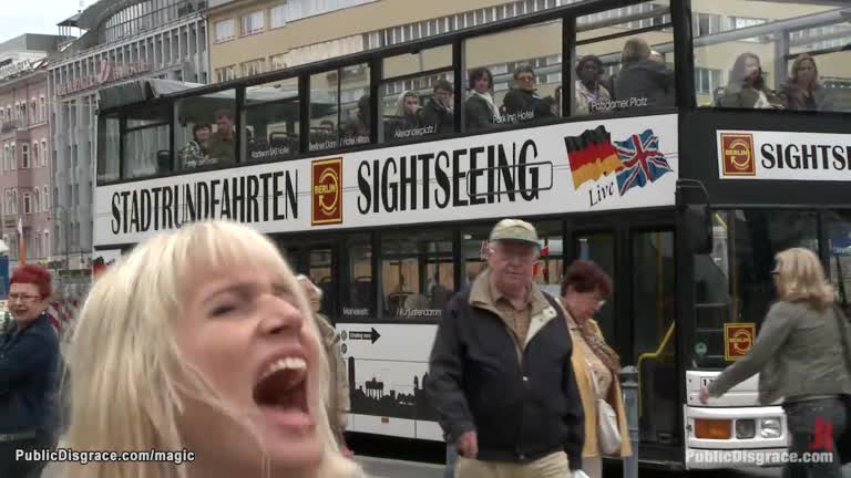 German Blonde Group Public Banged