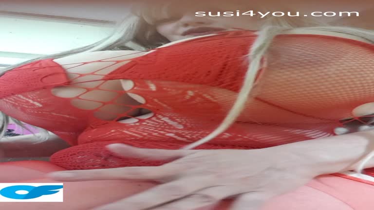 Have A Look At Nasty Susi Showing Pussy In Red Fishnet