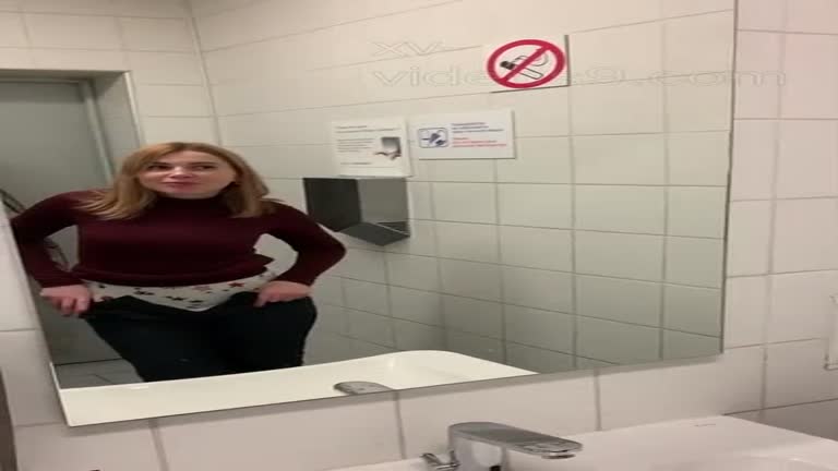 Went Into The Airport Bathroom With My Gf , Stripped Her And Fucked Her Hard, Cum All Over Her Ass
