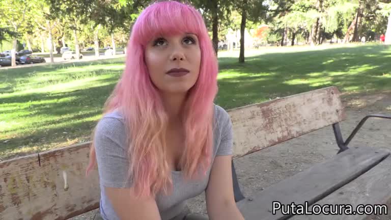 Spanish Woman Of Pink Hair Is Tricked Into The Street To Make Delicious Things