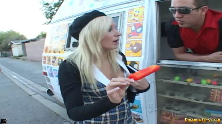 Hot Blonde Blowjob And Fucks In Icecream Van