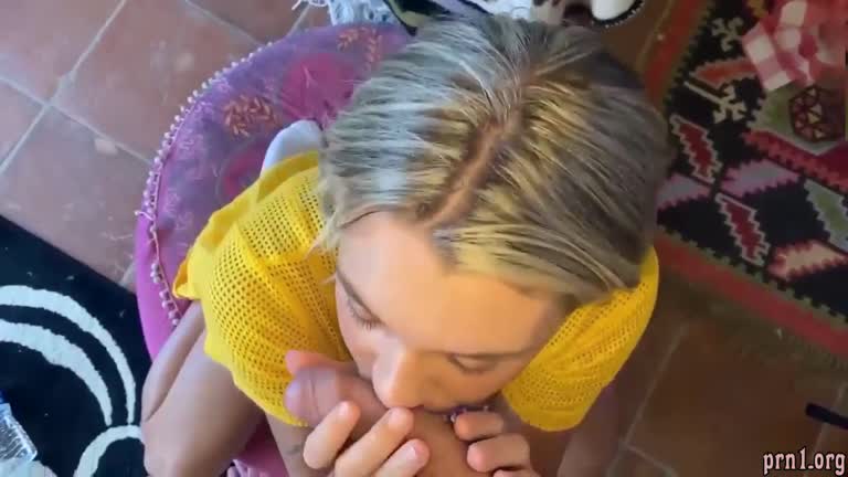 A Young Blonde Plunges A Guys Cock Into Her Mouth To Please Him With A Good Suction, When The Guy Started Spewing Diamon