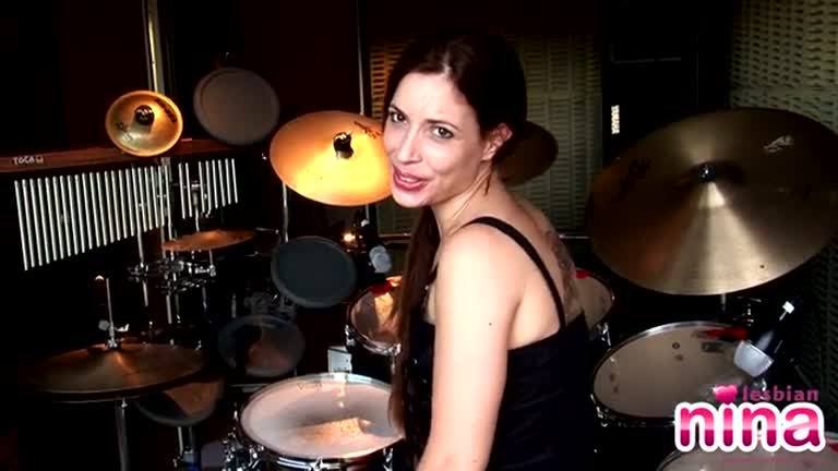 Lesbian Nina Gets Naked To Play The Drums