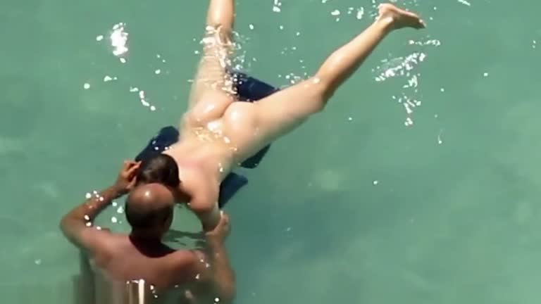 Horny Stepmom In The Sea And On The Beach