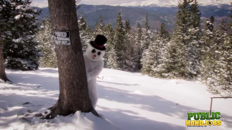 Public Handjobs Brandi De Lafey Strokes A Snowman