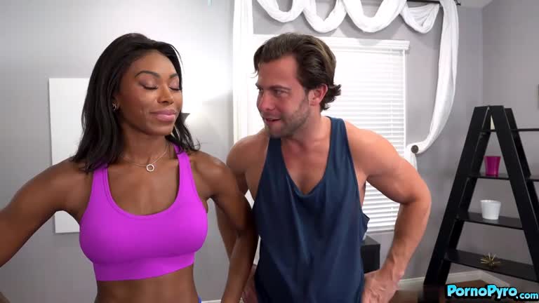Ebony Babe Nadia Jay Bangs The White Yoga Janitor