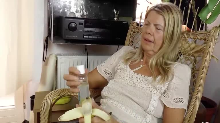 Granny Gets Fucked With Banana And Cock