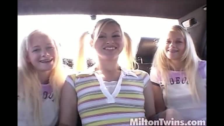 Milton Twins Kissing And Licking Threesome At Car