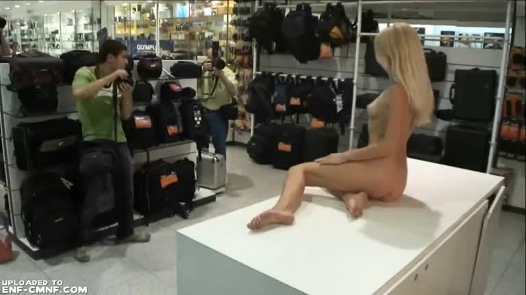 Public Naked Photo Session In A Camera Store