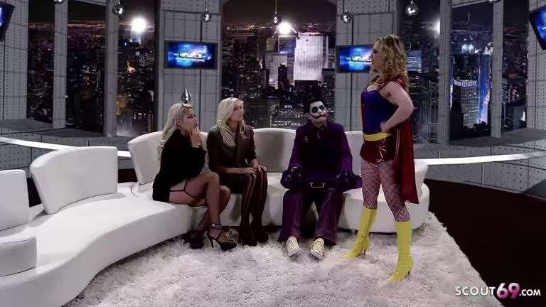 Reverse Group Sex At Joker Parody Porn With Three Big Tits MILFs And One Guy