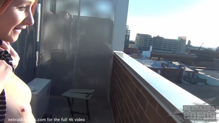 Really Cute Midwest Girl Masturbates On Dorm Balcony