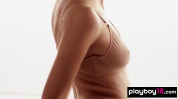 Perfect brunette teen Ariel sensual striptease session