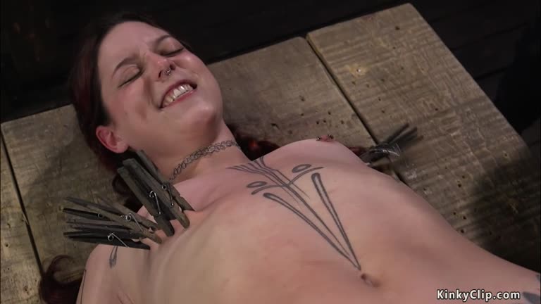 Tattooed Slut Toyed On Device Bondage