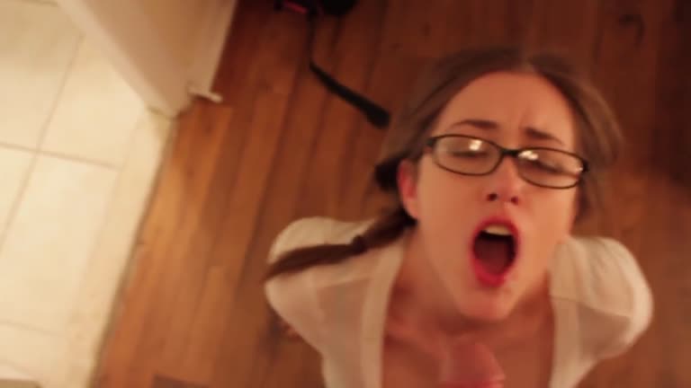 Nerdy Teen Step Sister Sucks Cock