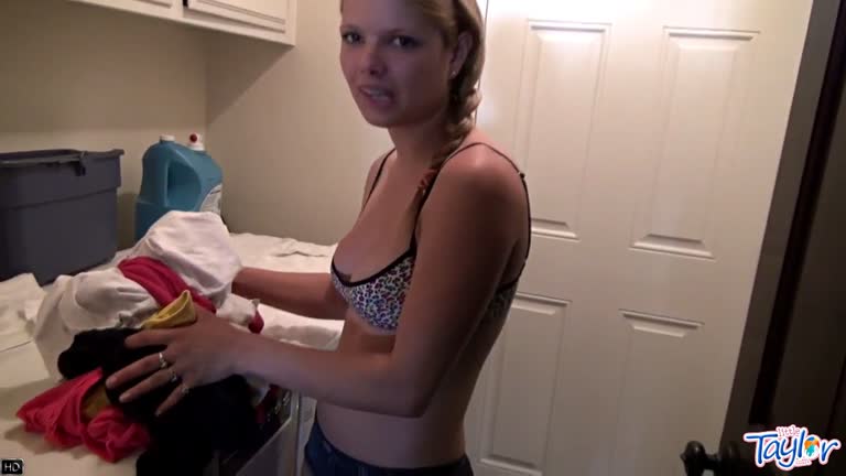 Little Taylor Laundry While Masturbate With Sex Toys